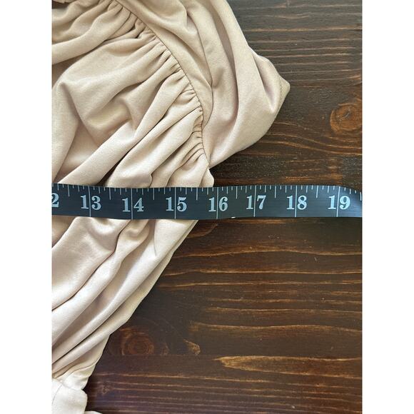 Sean with Ohpolly.com NWOT Wide Leg Jumpsuit 2 Tan Ruched Low Cut City Chic - Picture 11 of 14